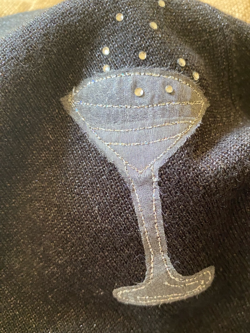 Christina Rotelli Art to Wear Martini Glasses Novelty Cardigan Size Large - Picture 10 of 12